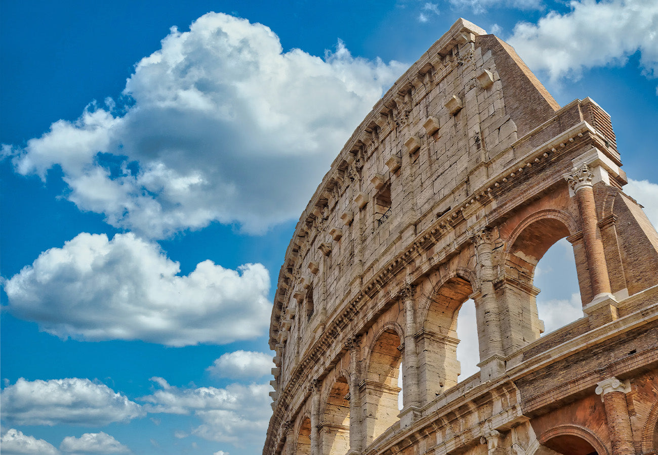 Images of coliseum with blue skys 