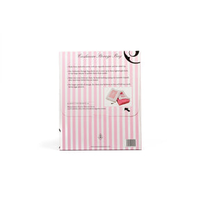 Cashmere storage bag within pink and white packaging from reverse with instructions on the back