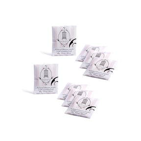 2 groups of may chang drawer sachets lined on white background