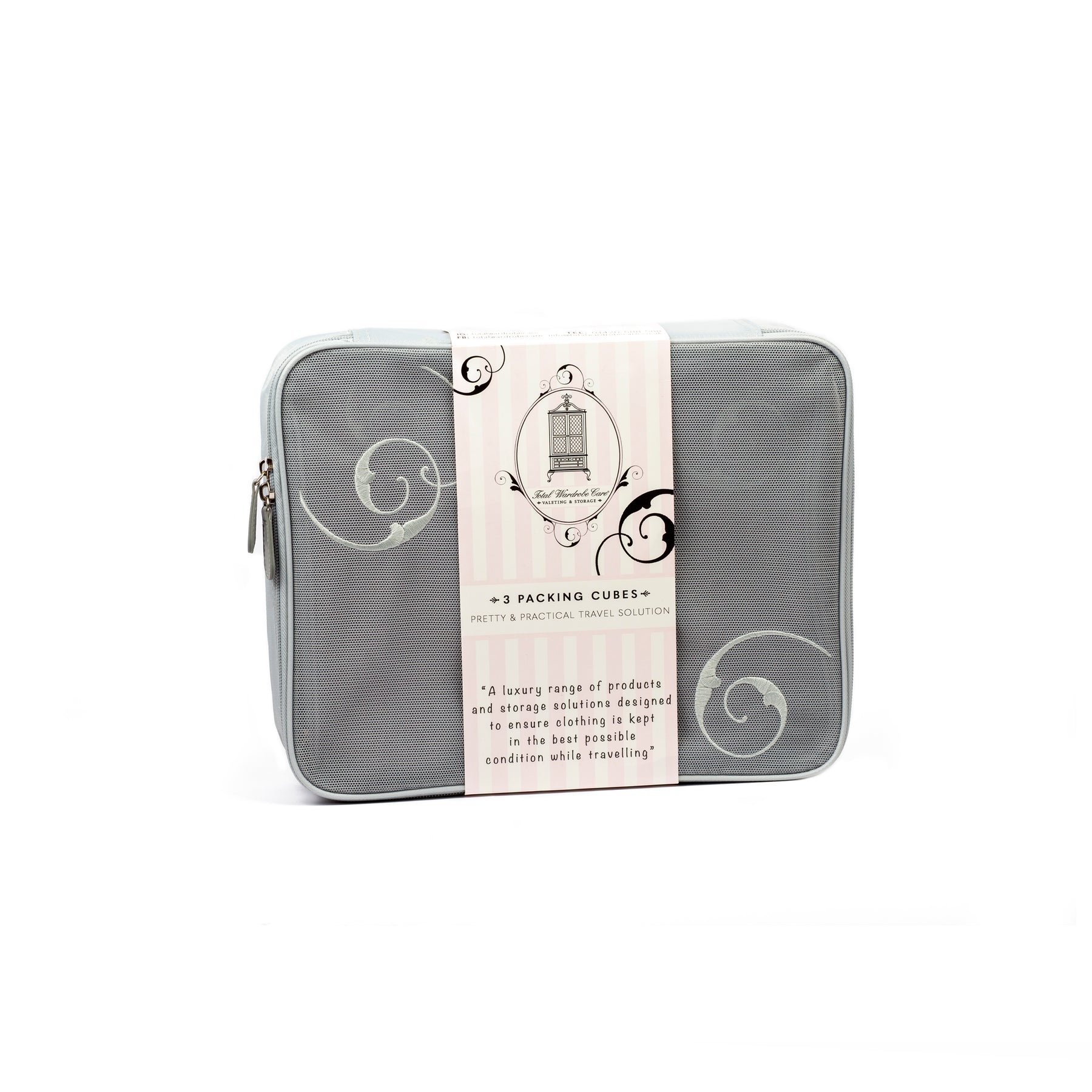 Total Wardrobe Care travel packing cubes in branded packaging