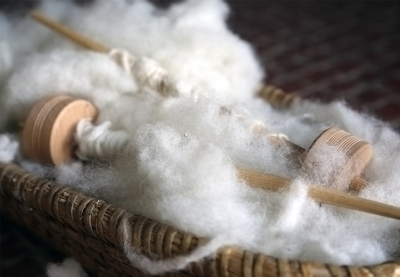 White wool on spools