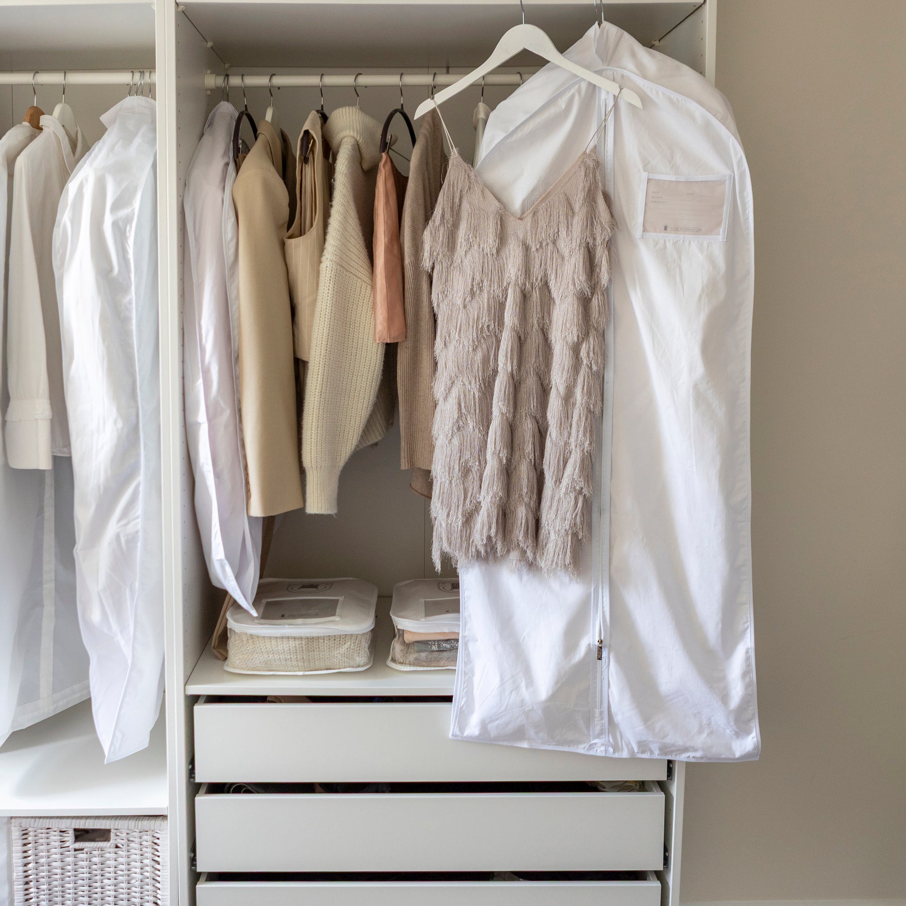 White Cotton Garment Storage Bag