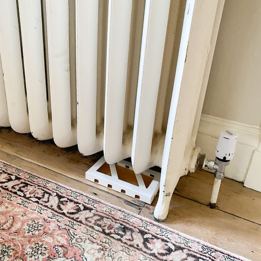 Moth box placed underneath white radiator